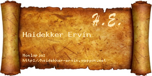 Haidekker Ervin névjegykártya